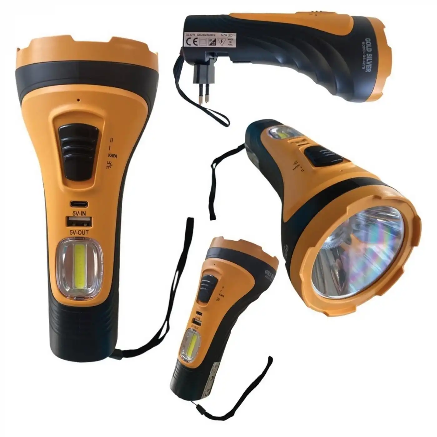 Gold Silver Gs-4275 7 Watt Cob Aydınlatmalı Şarjlı El Feneri