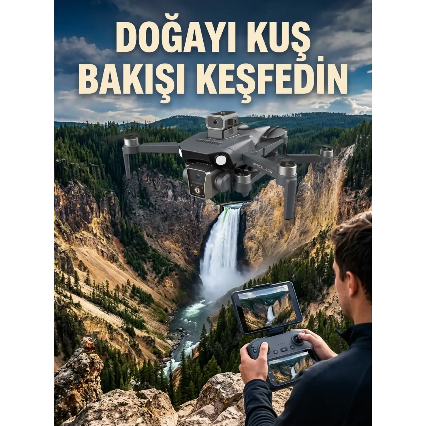 GPS Konumlandırmalı Çift Kameralı Drone Canlı Görüntü Aktarımlı