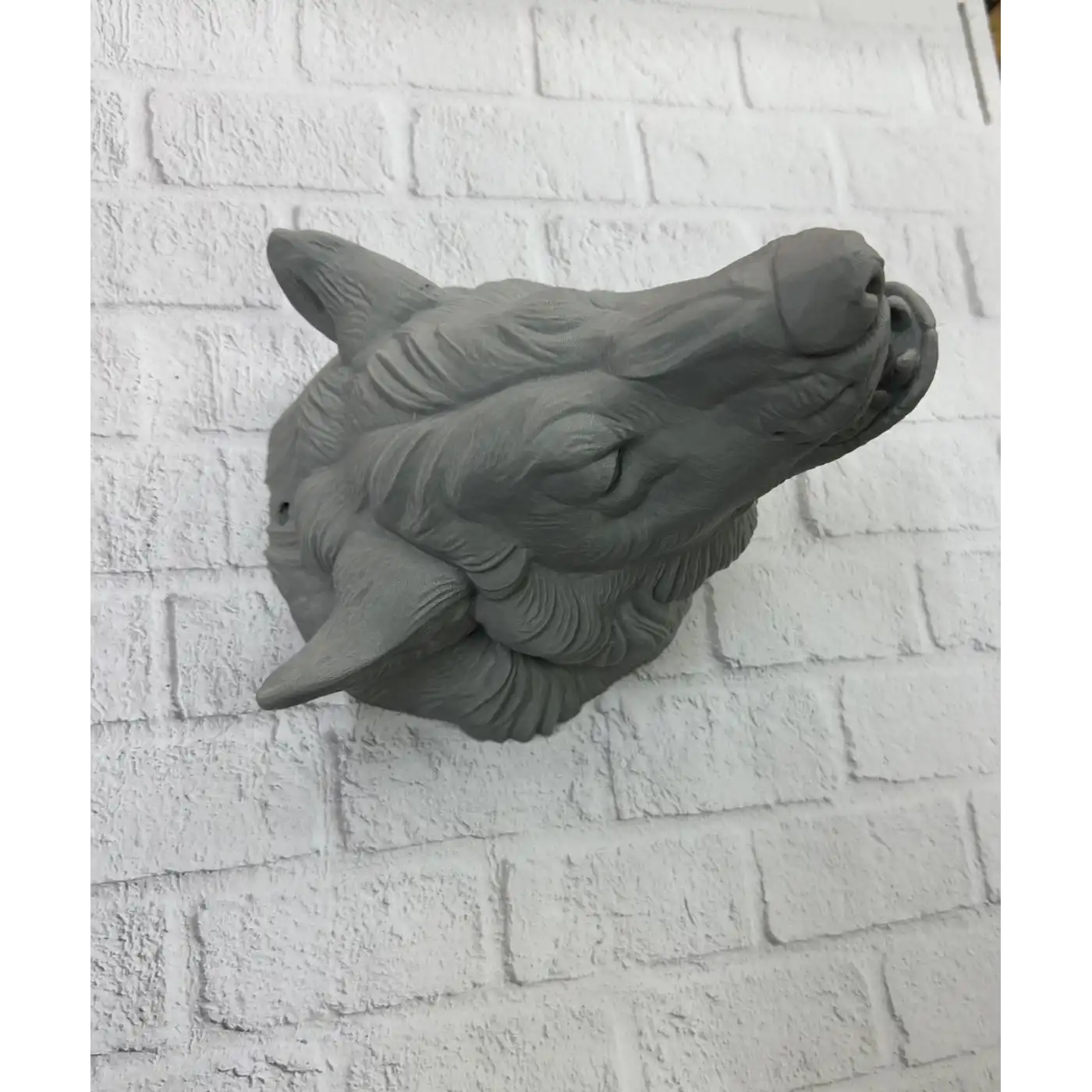 Gri Kurt Duvar Dekoru Asılabilir Dekoratif Heykel Tasarım