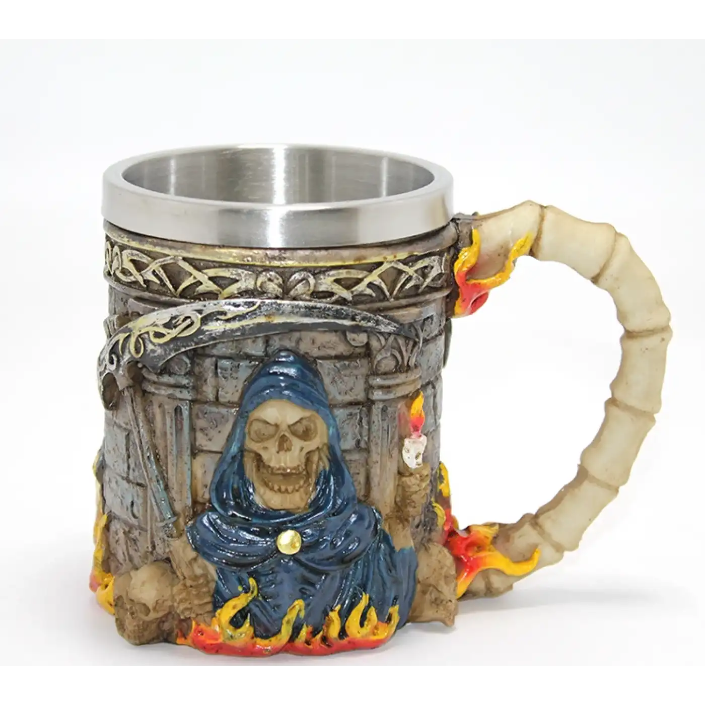 Grim Reaper Azrail Kabartmalı 3D Tasarım Çelik Kupa Bardak