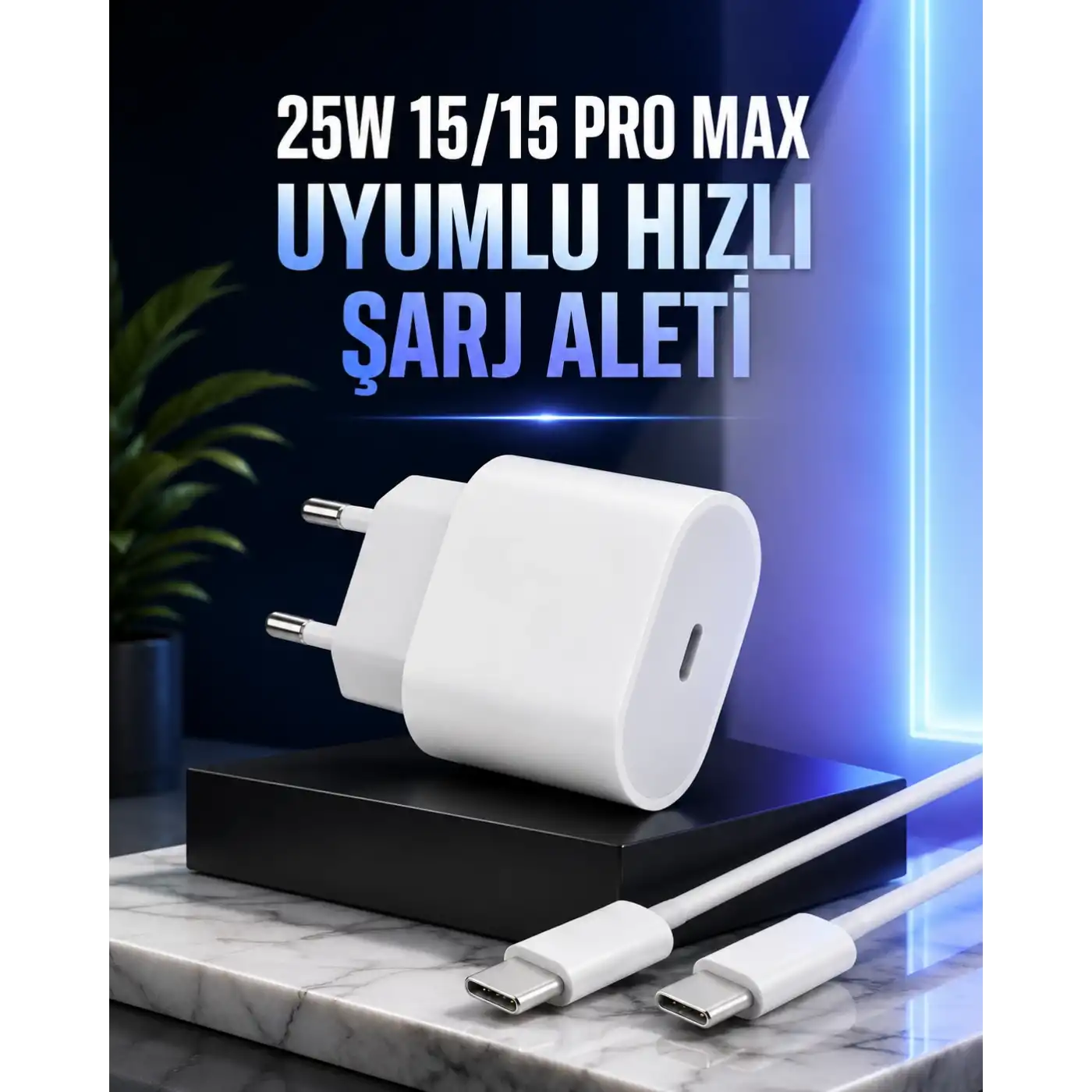 Güç Adaptörü ve Kablosu Şarj Aleti 15/15 Pro Max Uyumlu Hızlı Şarj