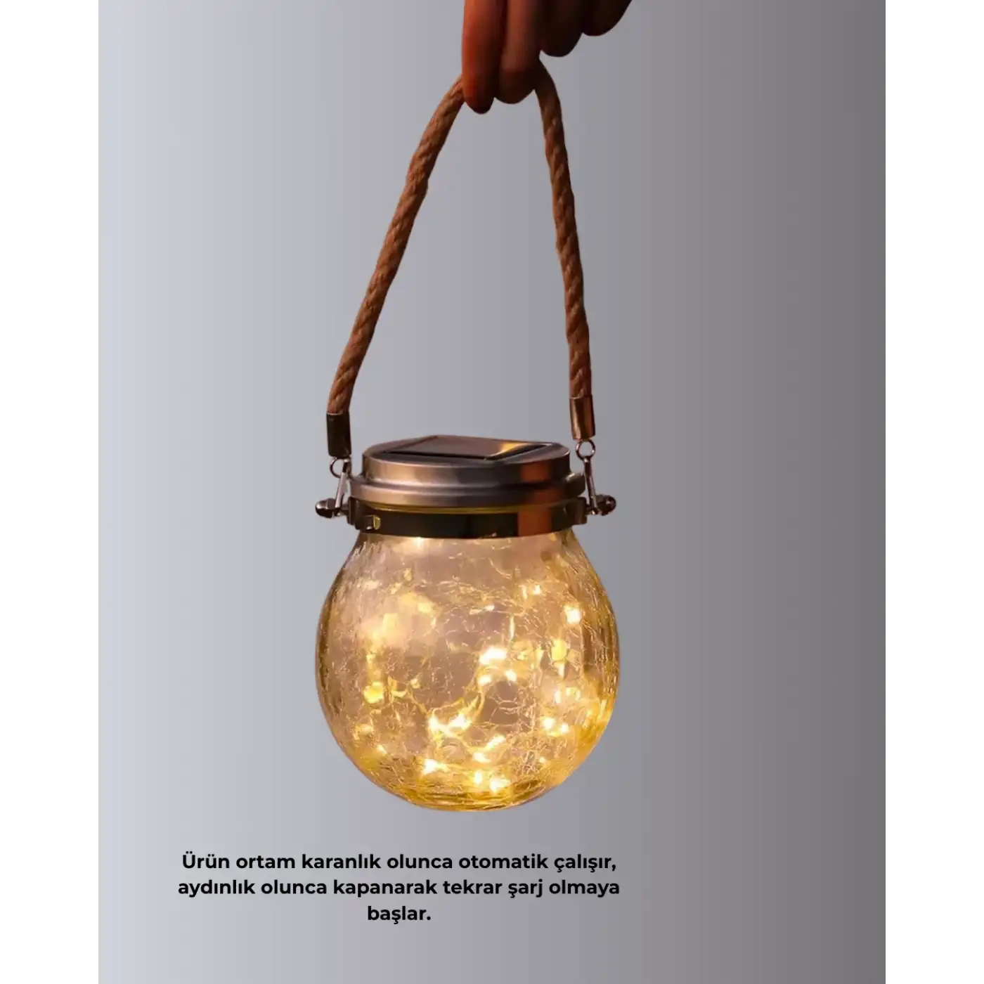 Güneş Enerjili Cam Sarkıt Bahçe Balkon Teras Aydınlatma 30 LED