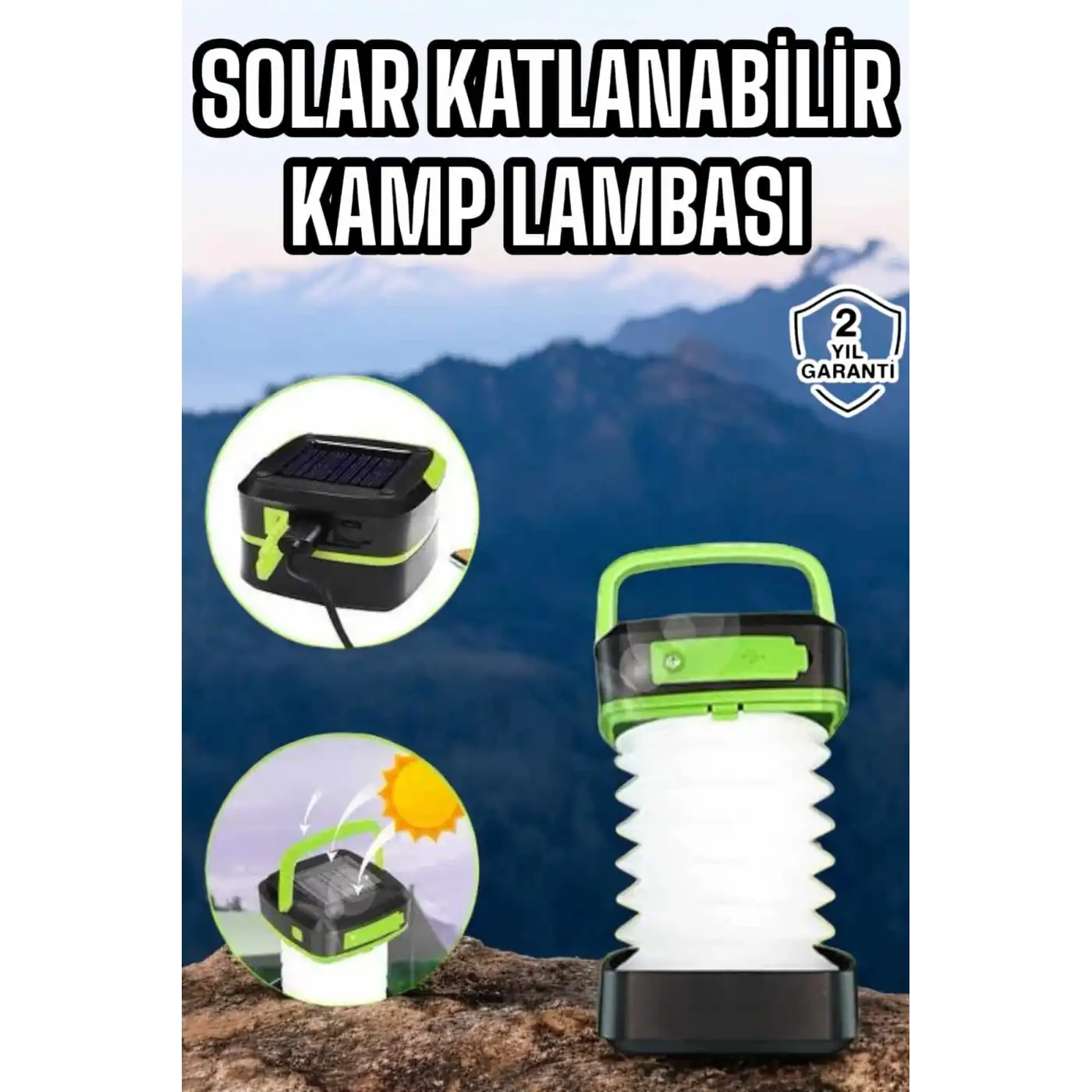 Güneş Enerjili Led Lamba Kamp Lambası Katlanabilir Lamba USB Şarjlı
