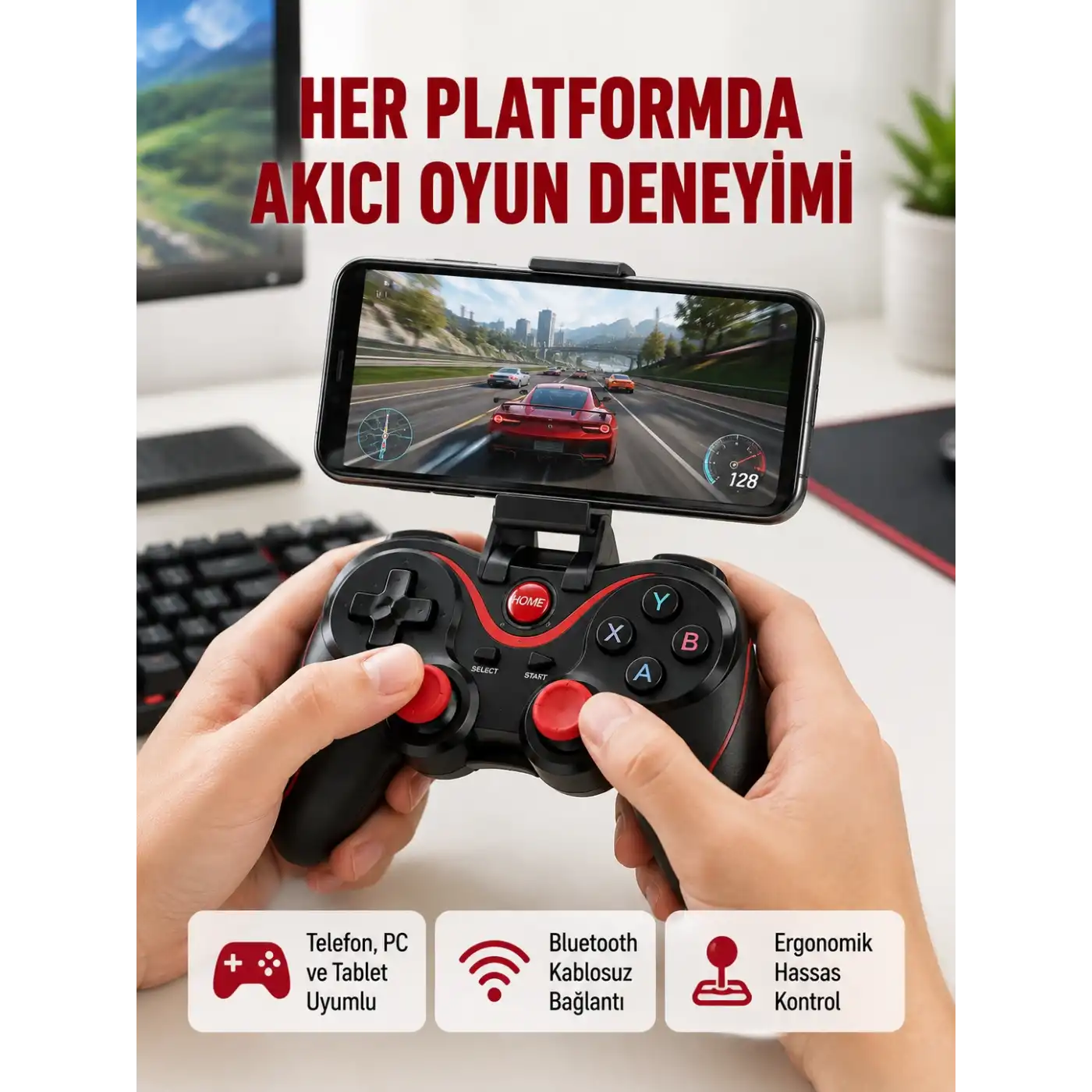 Hafif ve Taşınabilir Kablosuz Bluetooth Oyun Konsolu