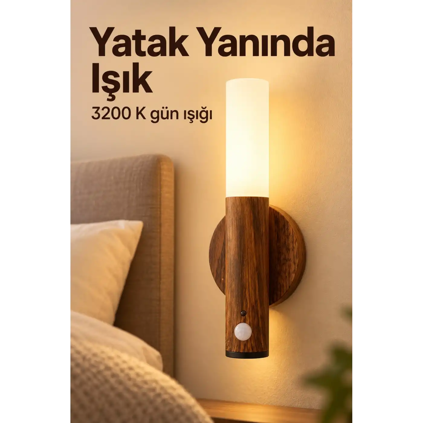 Hareket Sensörlü Kablosuz Gün Işığı Duvar Lambası