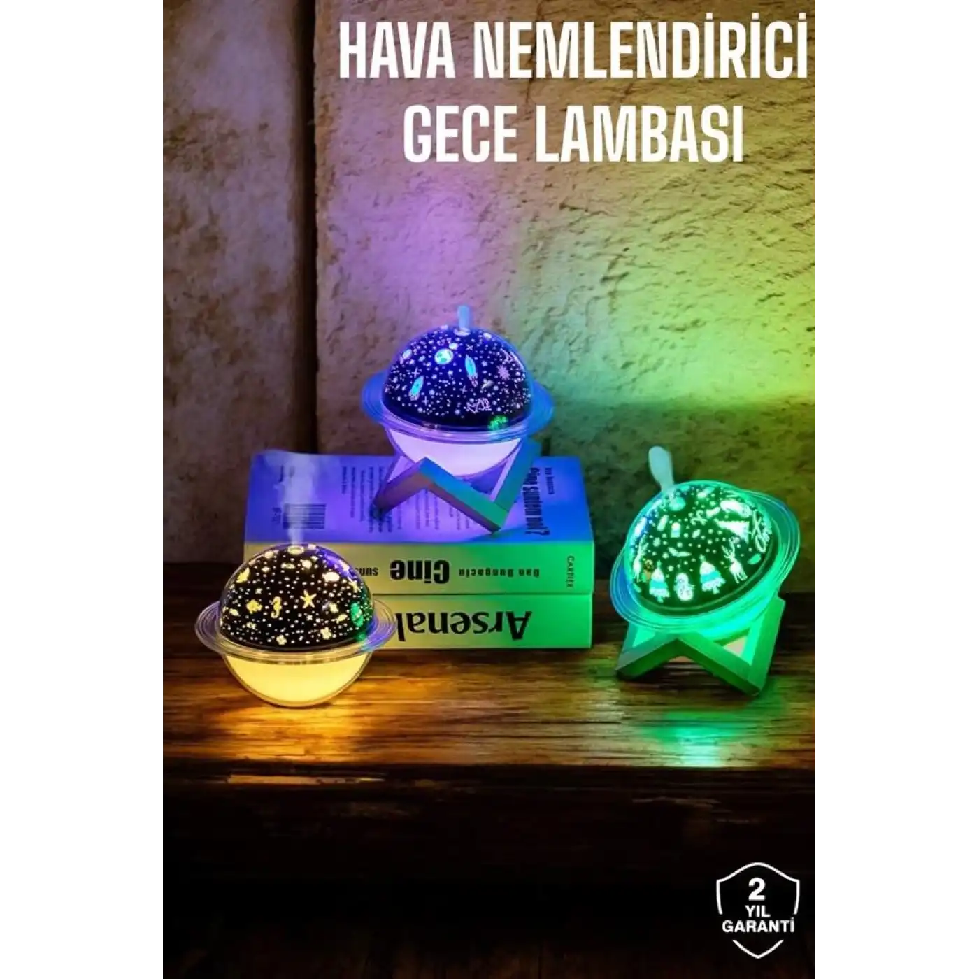 Hava Nemlendirici Masa ve Gece Lambası USB Projeksiyon Aromaterapi
