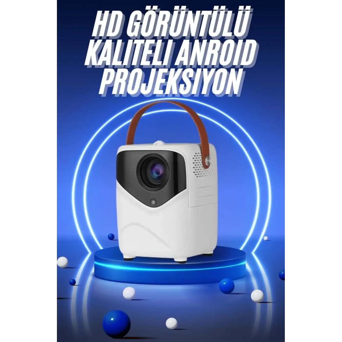 HD Ayaklı Portatif Projeksiyon Cihazı Bluetooth Wifi Akıllı Android İşlemcili