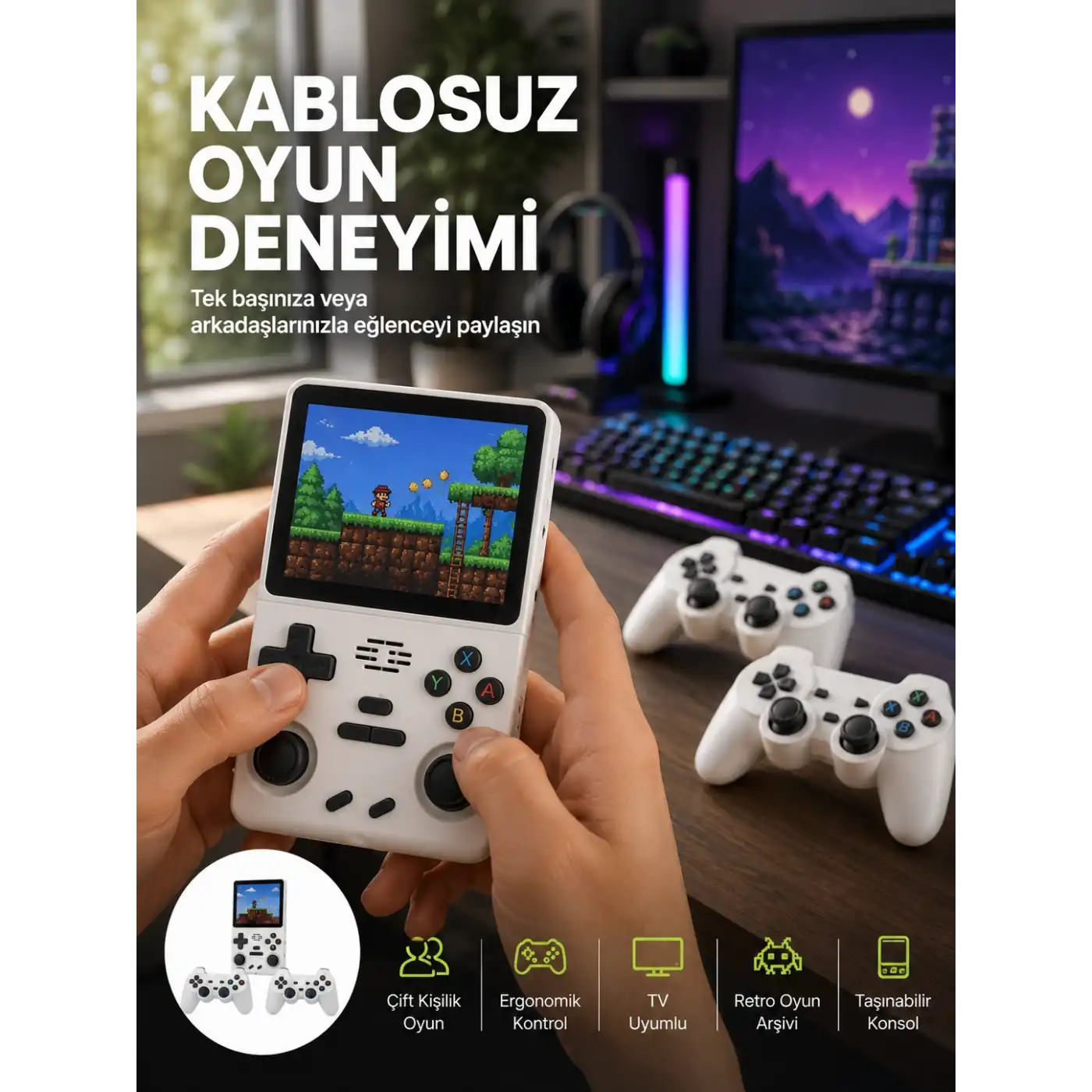 HDMI Destekli Kablosuz Oyun Konsolu 10.000 Oyun Yeni Nesil