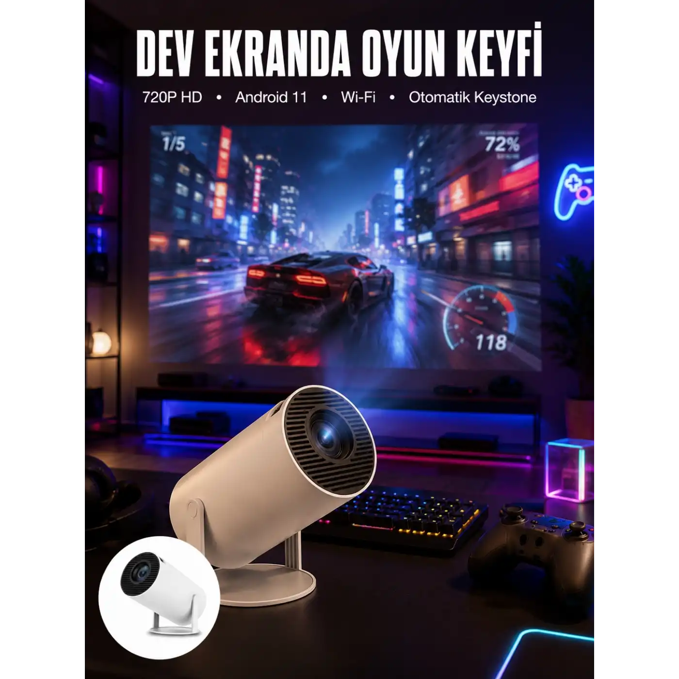 HDMI ve Full HD Teknolojili 160 ANSI Lümen Kablosuz Projeksiyon Yeni Nesil