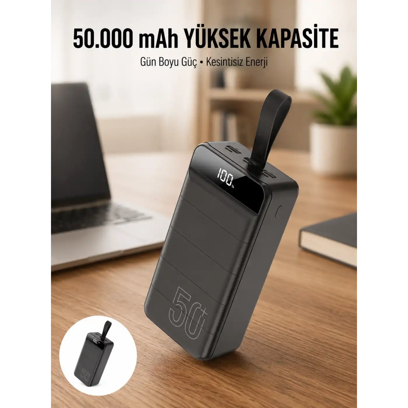 Hızlı Taşınabilir 50.000 Mah Powerbank Led Ekran Android ve İOS Uyumlu Yeni Nesil