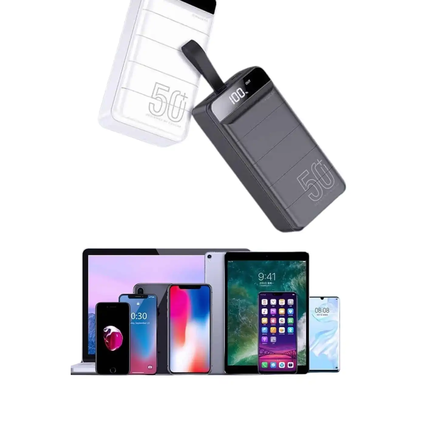 Hızlı Taşınabilir 50.000 Mah Powerbank Led Ekran Android ve İOS Uyumlu Yeni Nesil