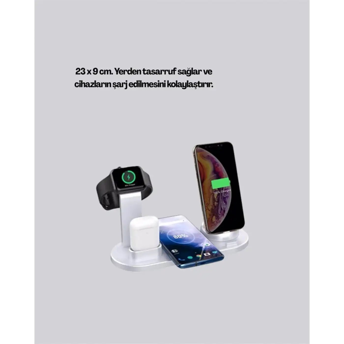 iPhone, Apple Watch ve AirPods ile Uyumlu 4ü 1 Arada Şarj Ünitesi – Tüm Apple Cihazları Tek Noktada