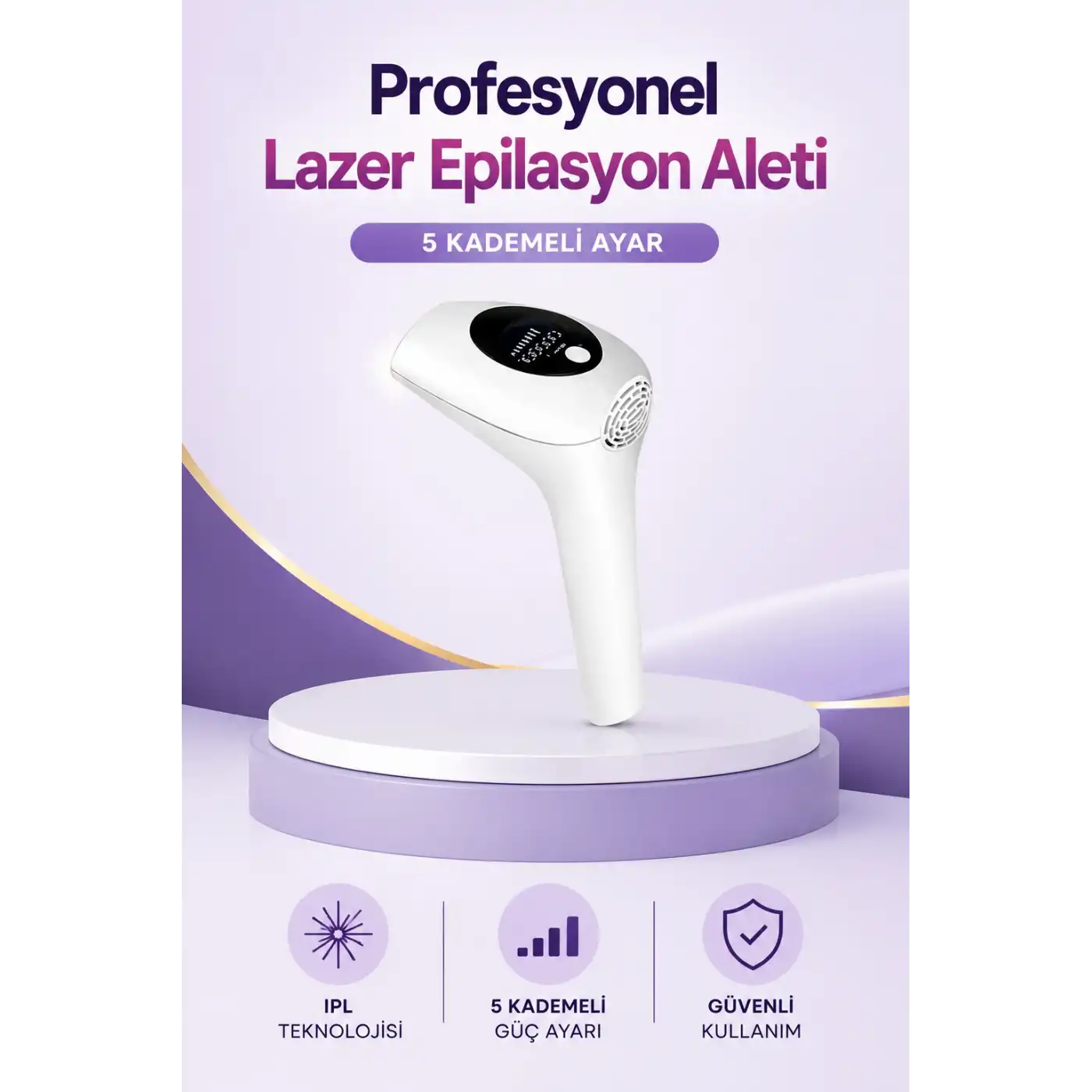IPL Lazer Epilasyon Aleti 5 Kademeli Güç Ayarlı