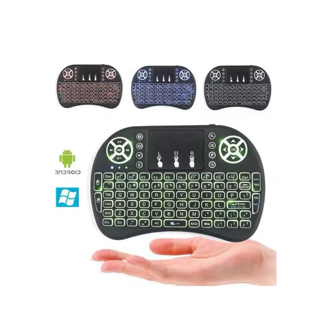 Işıklı Kablosuz Mini Klavye ve Dokunmatik Mouse Seti Türkçe Kablosuz