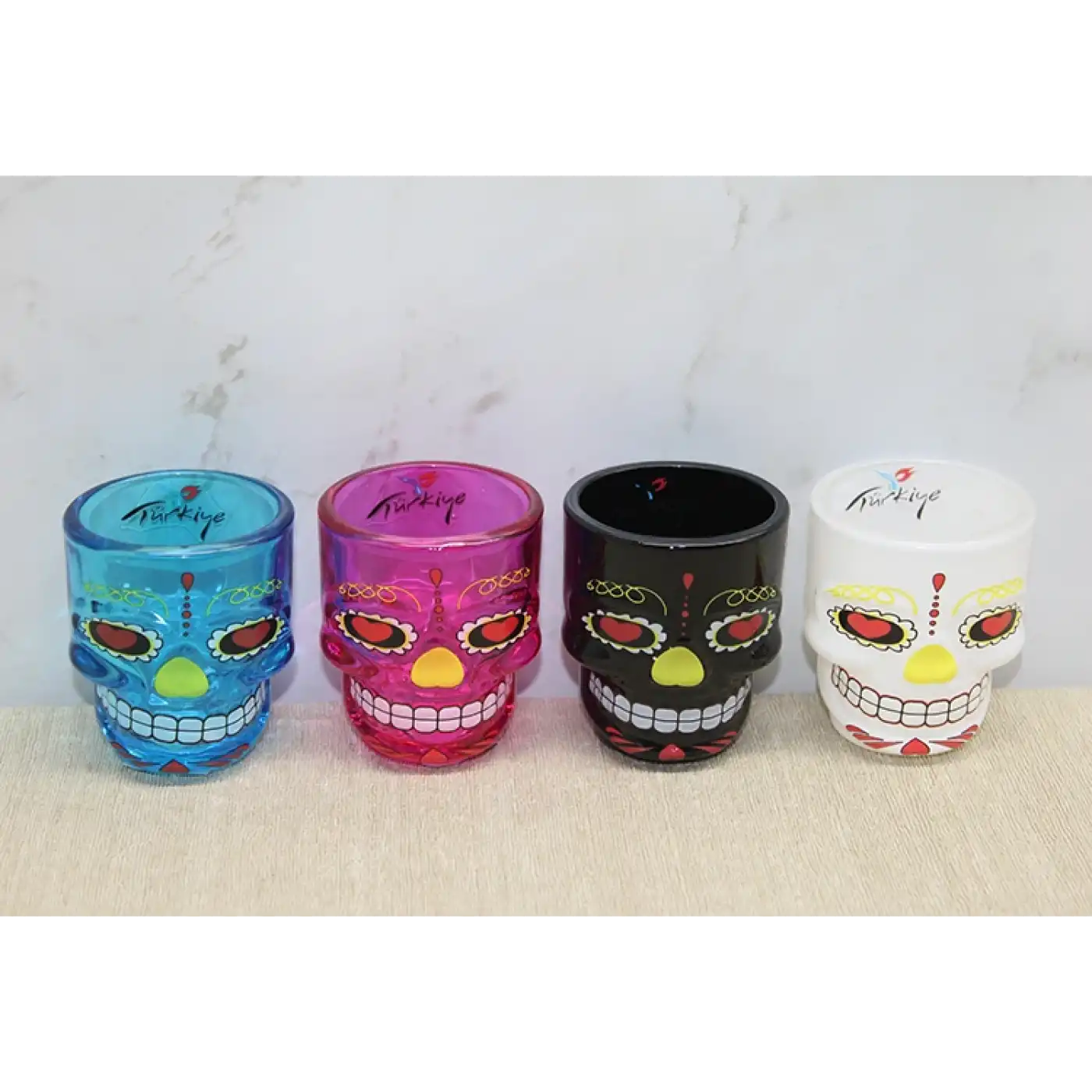 İstanbul Temalı Cam Kurukafa Shot Bardak Renkli Model 2