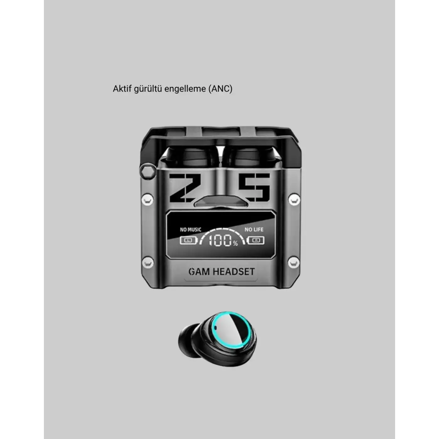 Kablosuz Bluetooth 5.3 Kulaklık – Aktif Gürültü Engelleme ve Gecikmesiz Oyun Modu