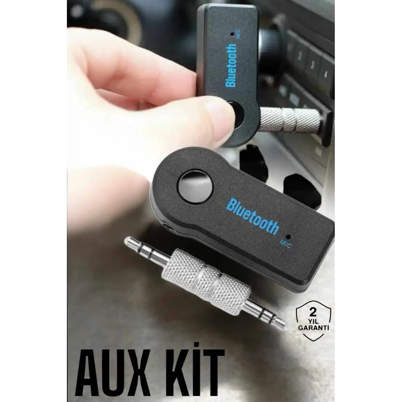 Kablosuz Bluetooth Aux Araç Kiti Siyah Hafıza Kartlı