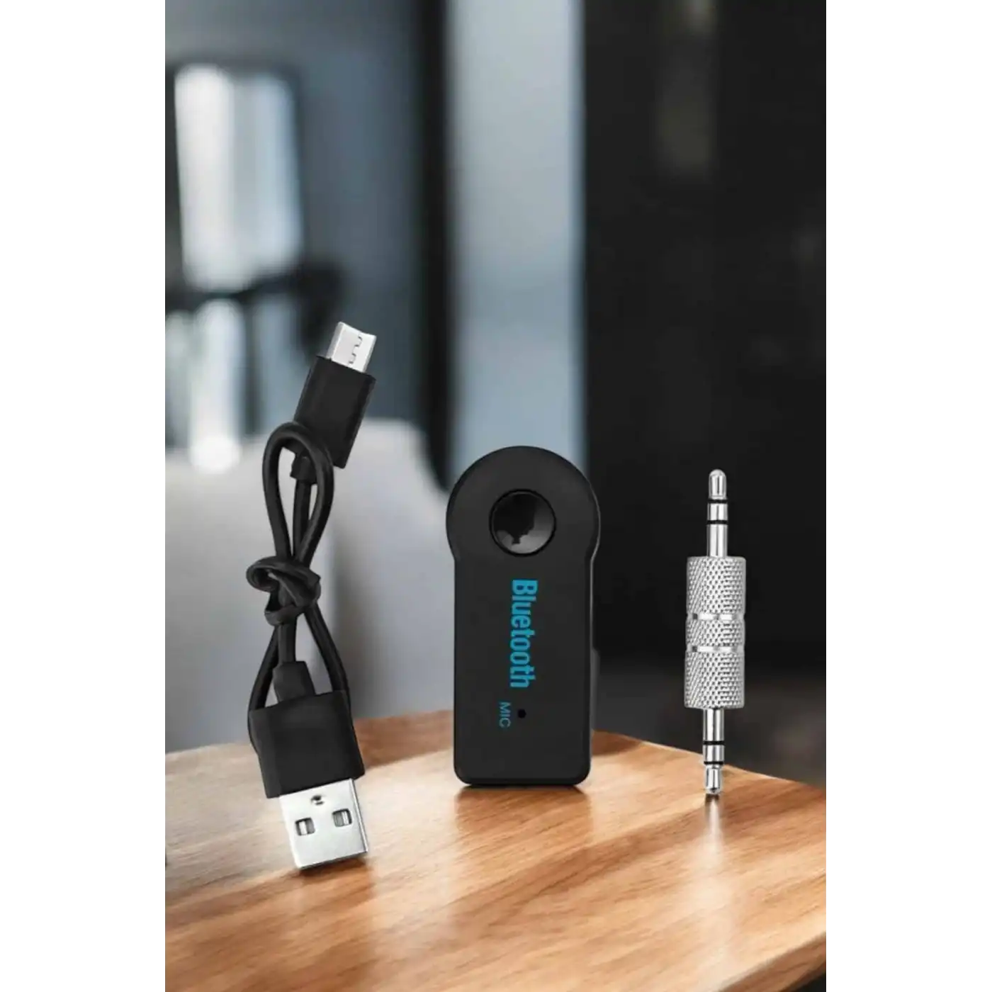 Kablosuz Bluetooth Aux Araç Kiti Siyah Hafıza Kartlı