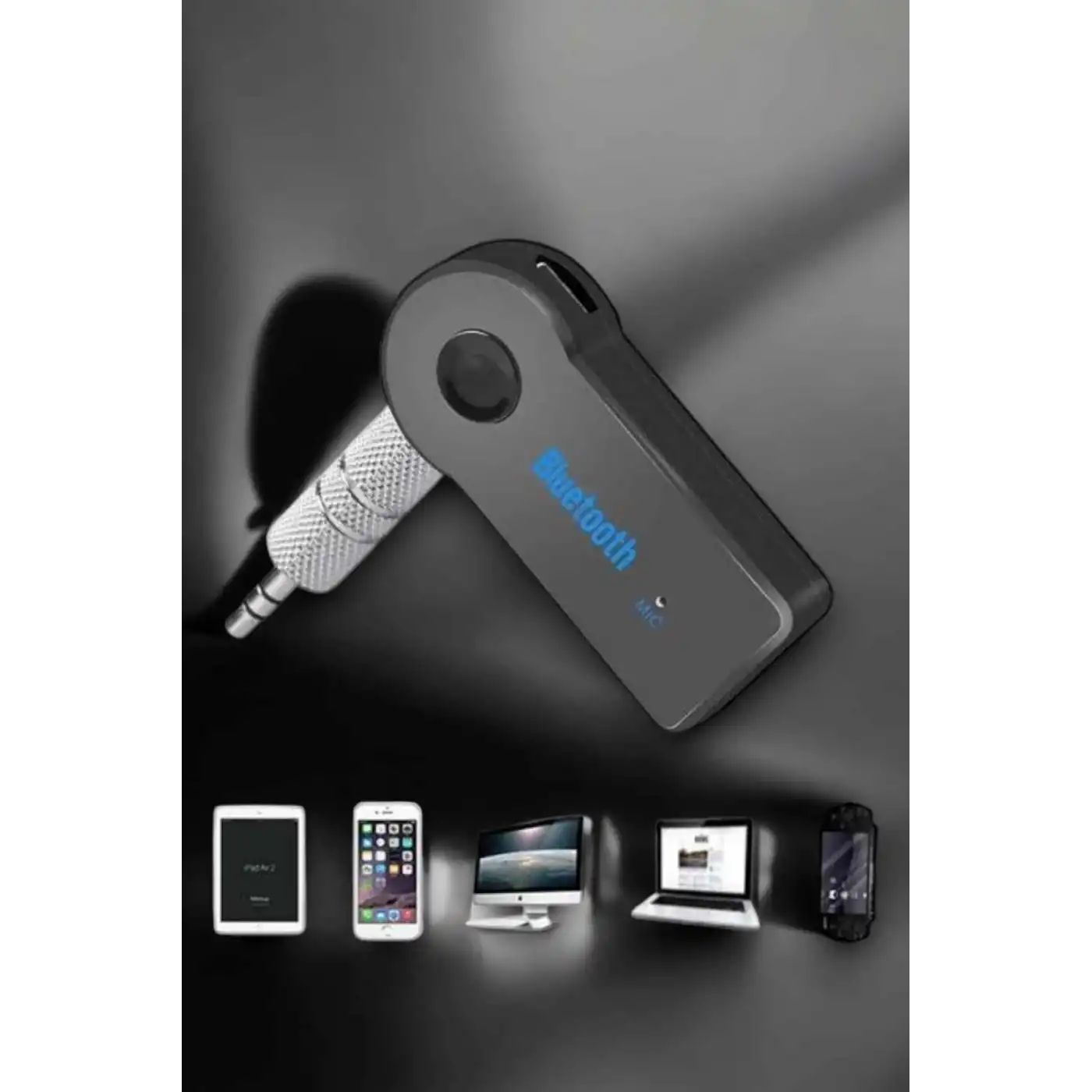 Kablosuz Bluetooth Aux Araç Kiti Siyah Hafıza Kartlı