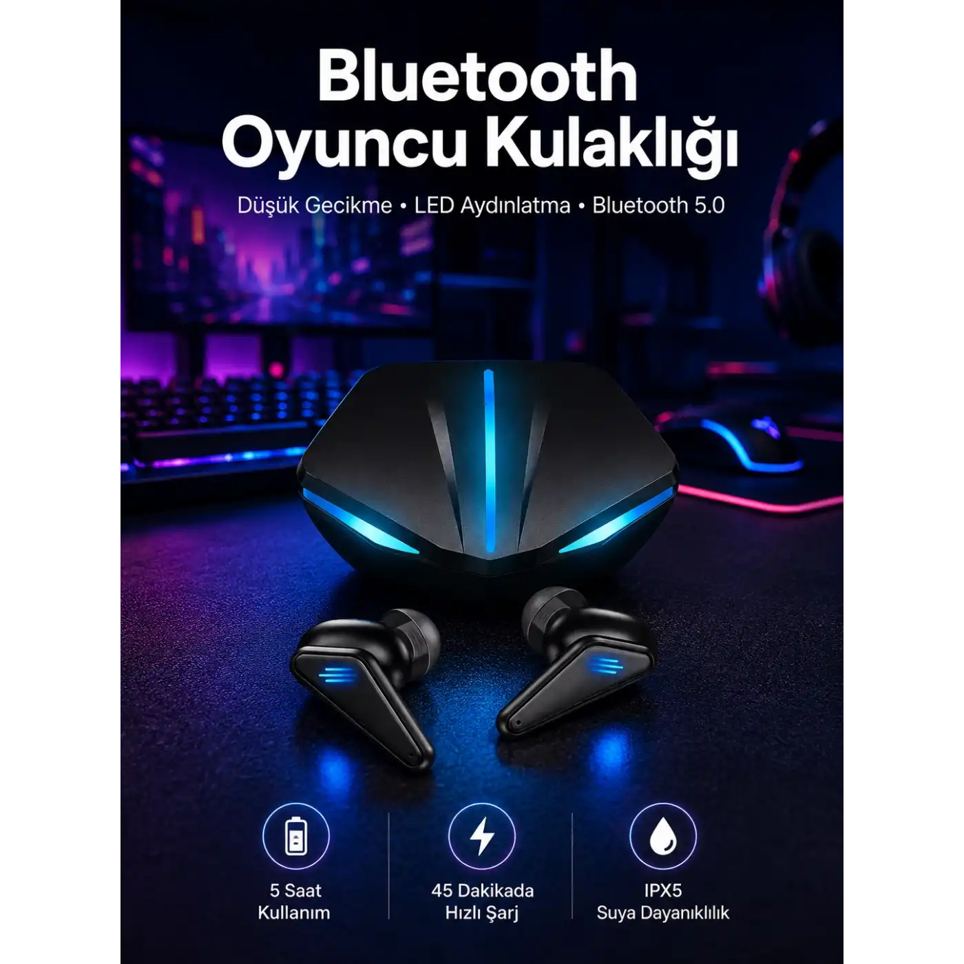 Kablosuz Bluetooth Bağlantılı Kulaklık ve Dokunmatik Ekran Akıllı Saat Arama Cevaplama