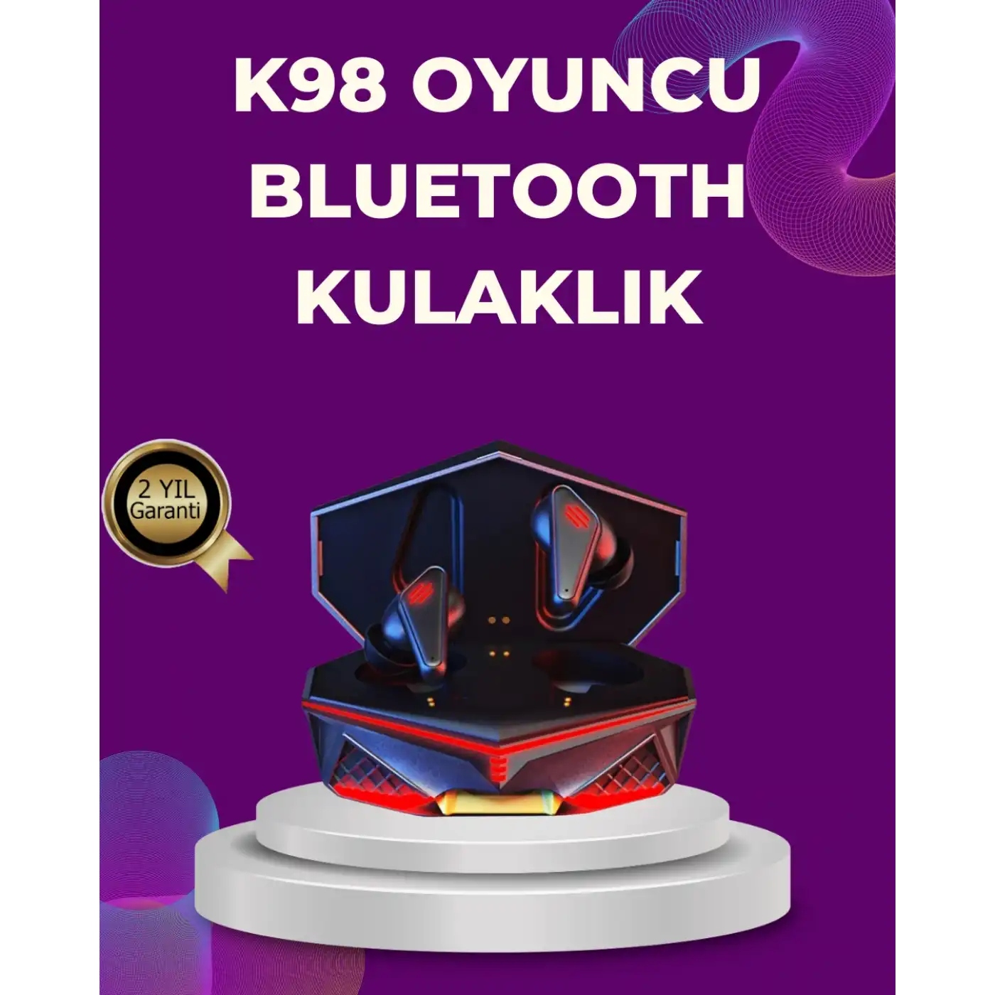 Kablosuz Bluetooth  Kulaklık Led Işıklı