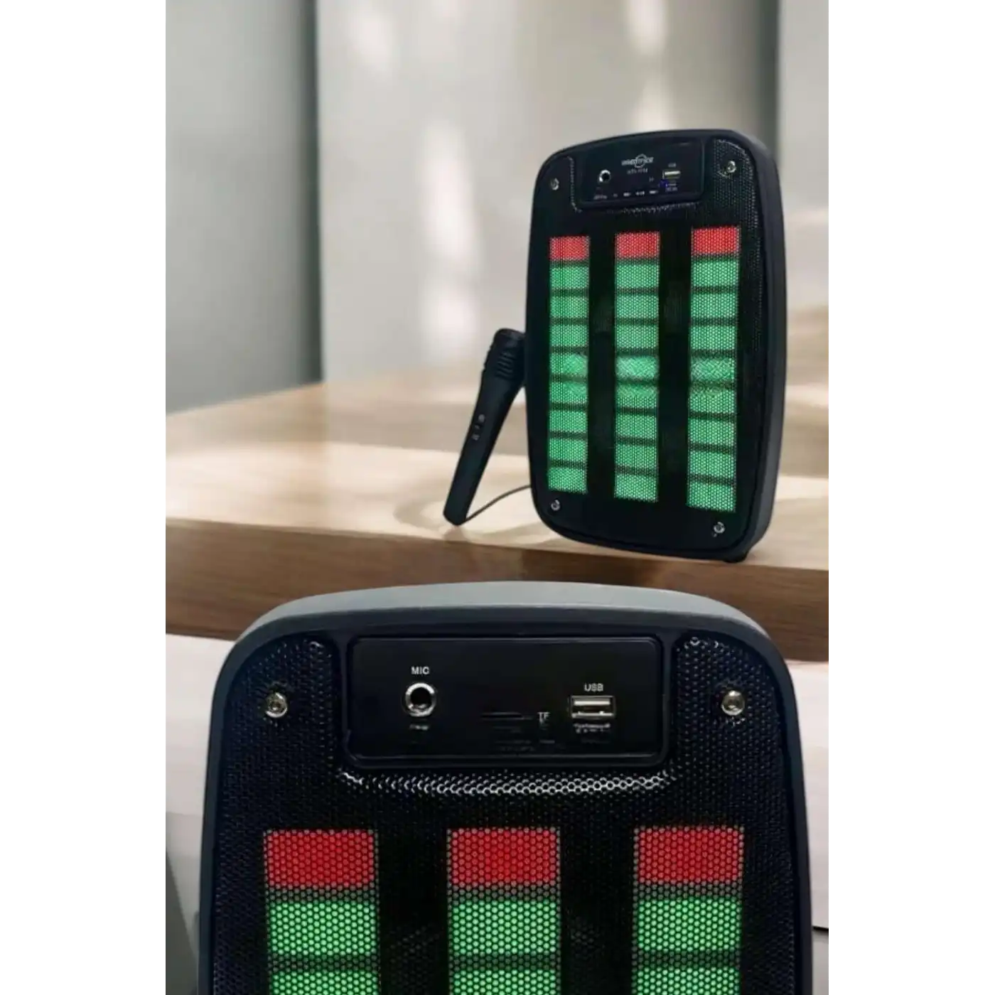 Kablosuz Bluetooth Hoparlör Taşınabilir 6.5 inç LED Işık Kareoke