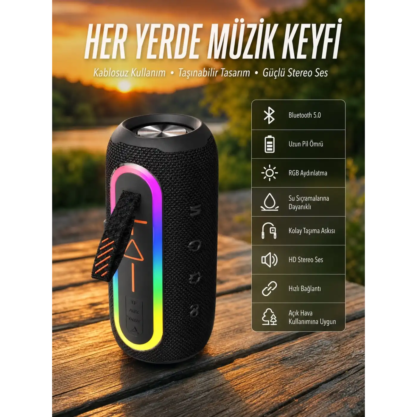 Kablosuz Bluetooth Hoparlör Taşınabilir Çoklu Bağlantılı Özelliği