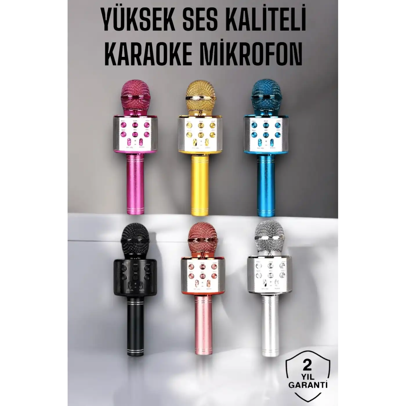 Kablosuz Bluetooth Karaoke Mikrofon USB ve AUX Girişli, Yüksek Ses Kalitesi