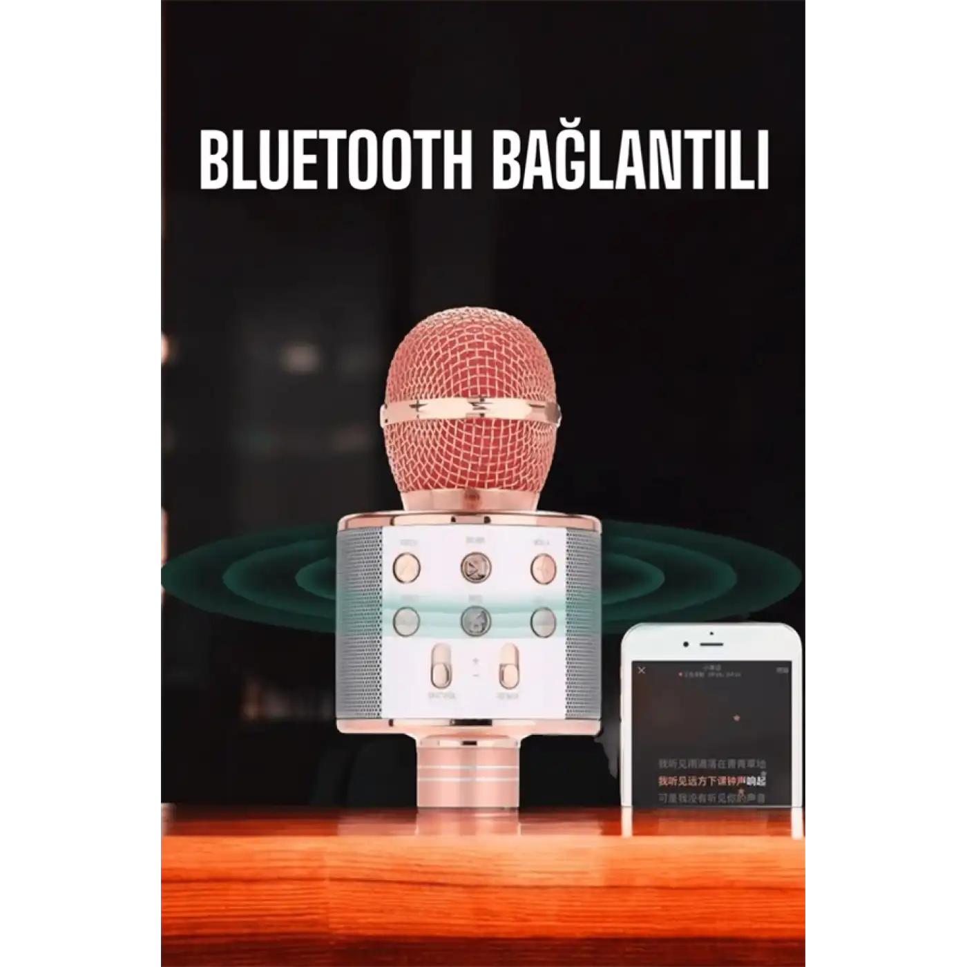 Kablosuz Bluetooth Karaoke Mikrofon USB ve AUX Girişli, Yüksek Ses Kalitesi