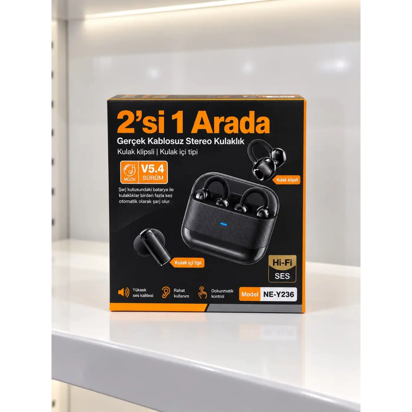 Kablosuz Bluetooth Kulaklık 4 Kulaklıklı 2’si 1 Arada Siyah