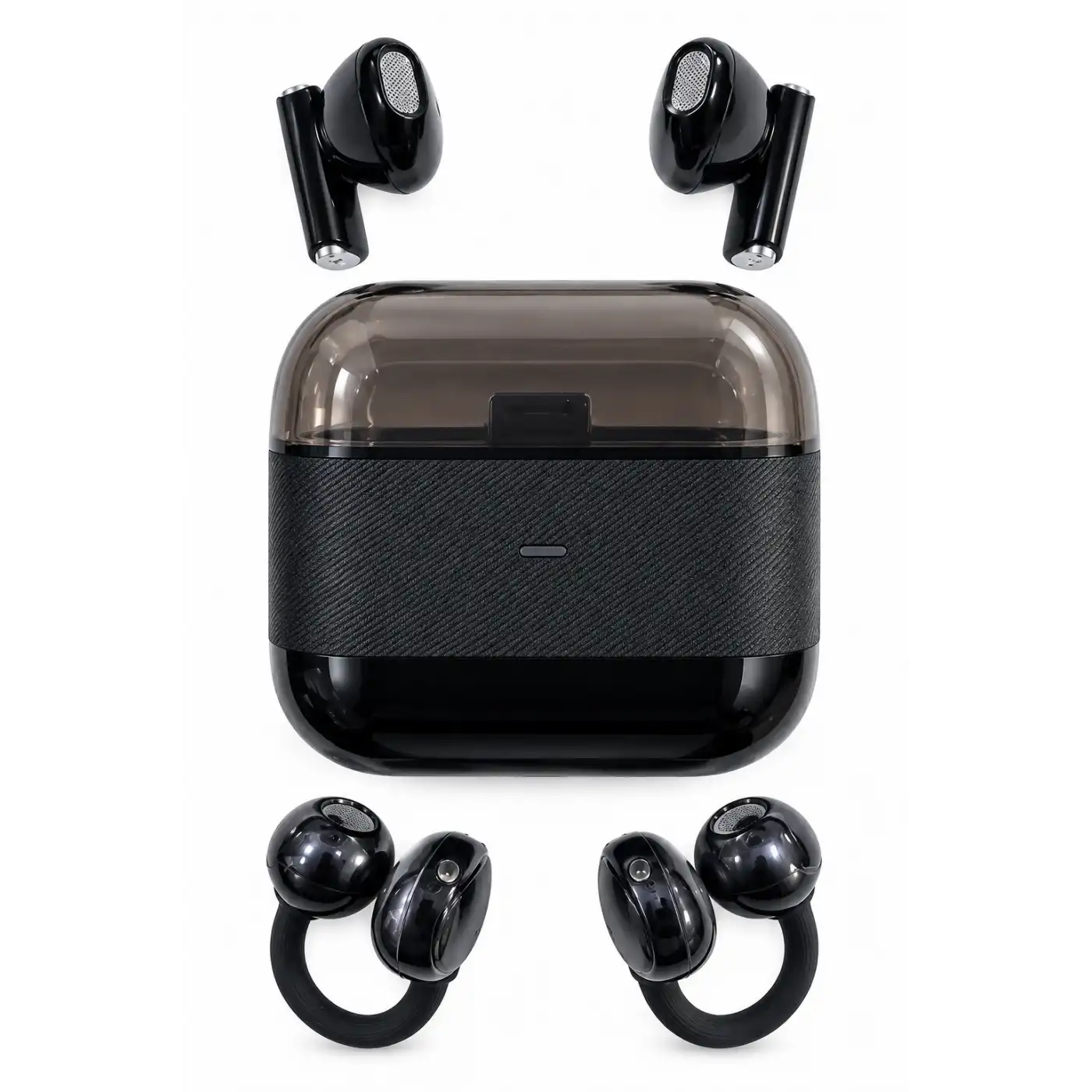 Kablosuz Bluetooth Kulaklık 4 Kulaklıklı 2’si 1 Arada Siyah