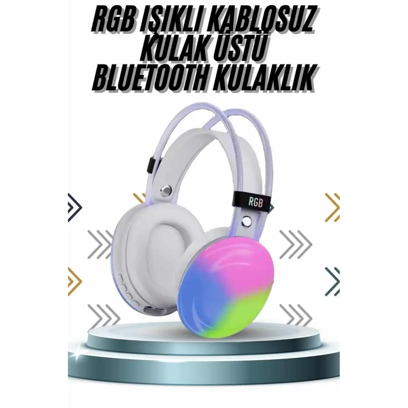 Kablosuz Bluetooth Kulaklık RGB Işıklı Kulak Üstü 5.3 Bluetooth Bağlantılı
