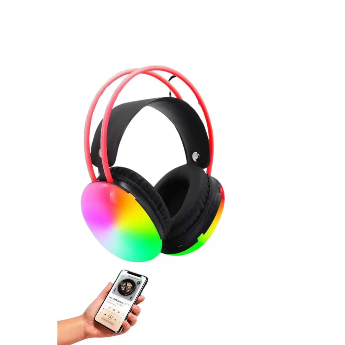 Kablosuz Bluetooth Kulaklık RGB Işıklı Kulak Üstü 5.3 Bluetooth Bağlantılı