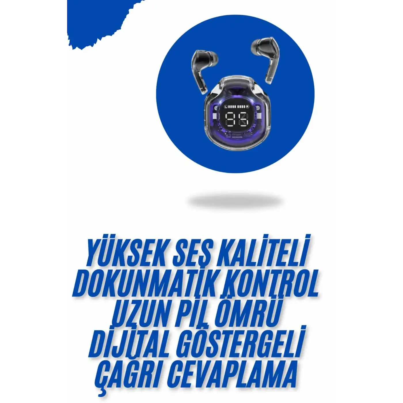 Kablosuz Dijital Göstergeli Powerbanklı IOS ve  Android Uyumlu Kulaklık