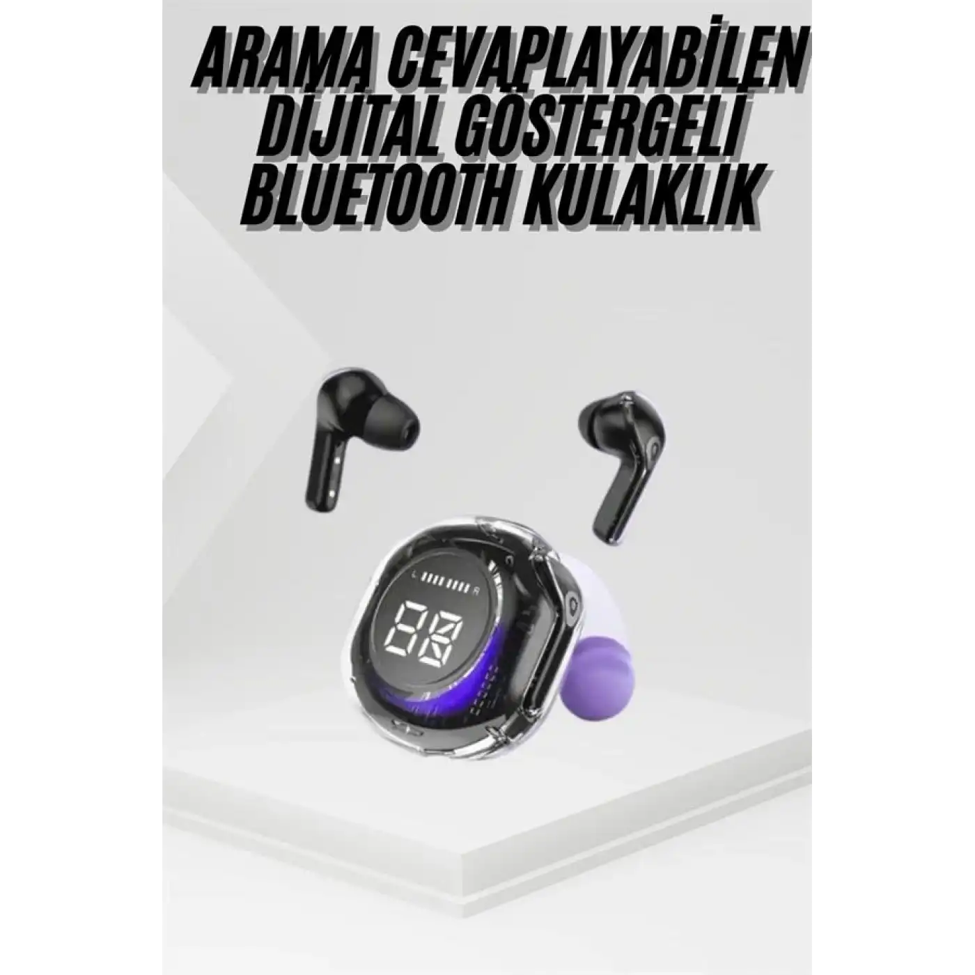 Kablosuz Dijital Göstergeli Powerbanklı IOS ve  Android Uyumlu Kulaklık