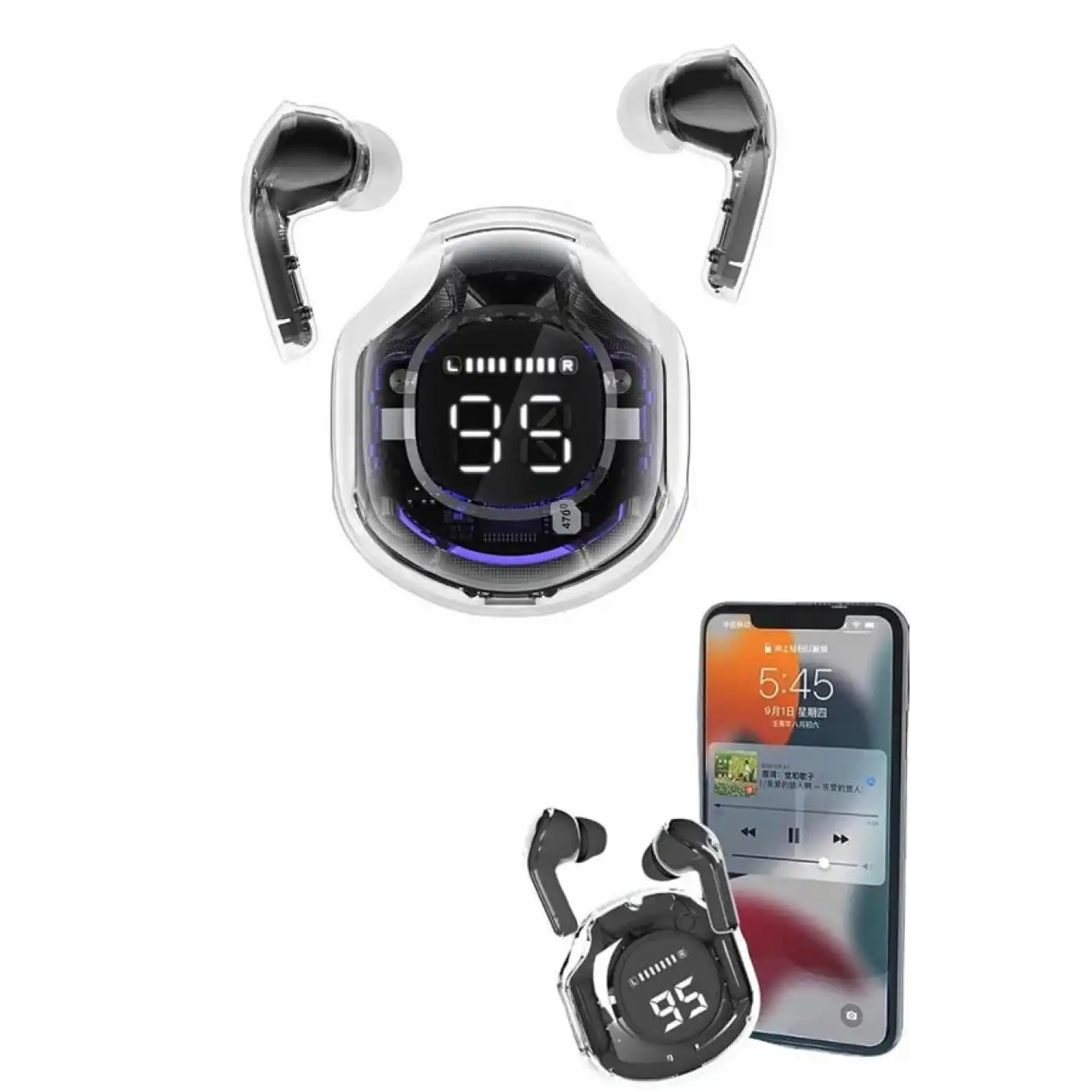 Kablosuz Dijital Göstergeli Powerbanklı IOS ve  Android Uyumlu  Kulaklık