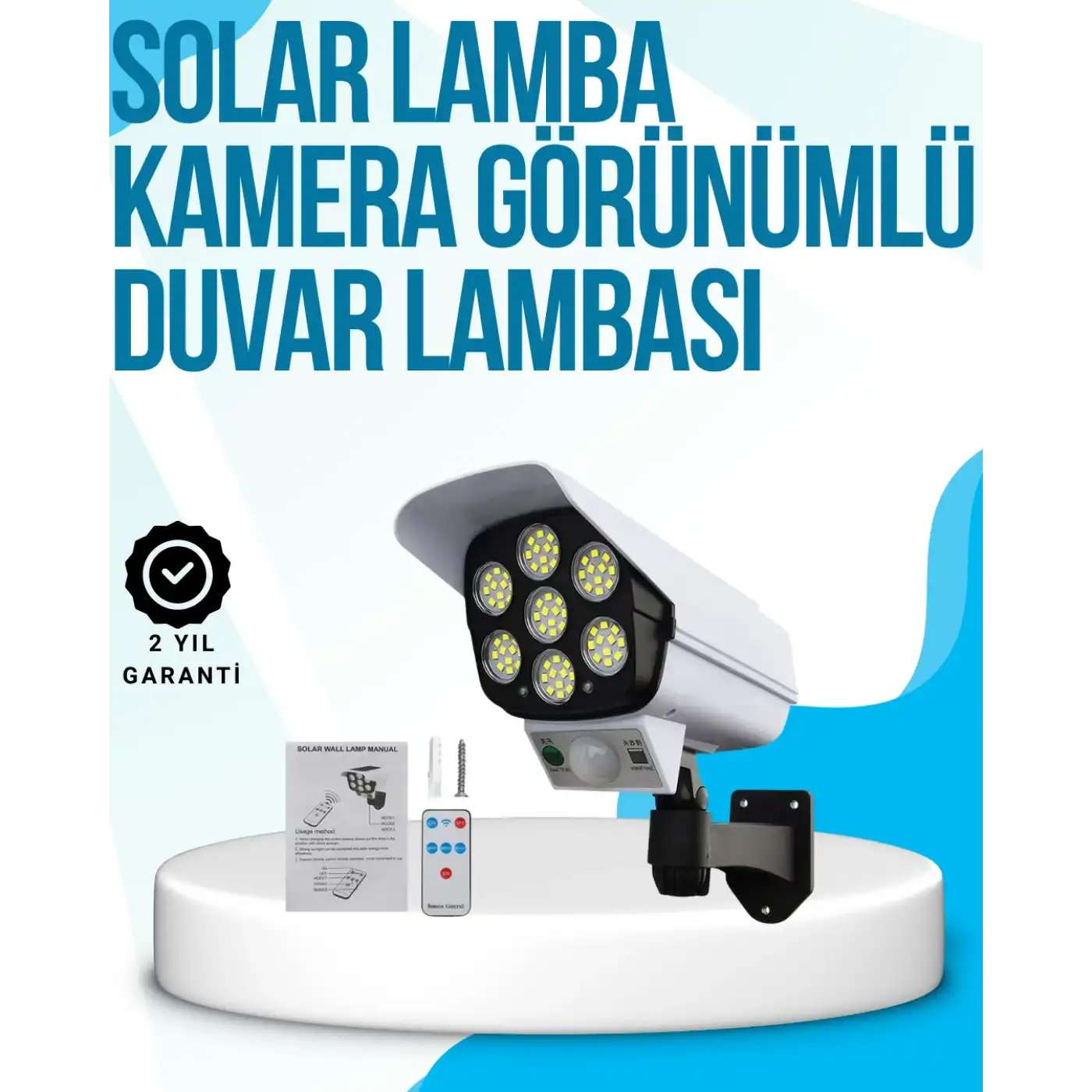 Kablosuz, Güneş Paneliyle Şarj Olan Dış Mekan Lambası – 8-10 Saat Aydınlatma Süresi