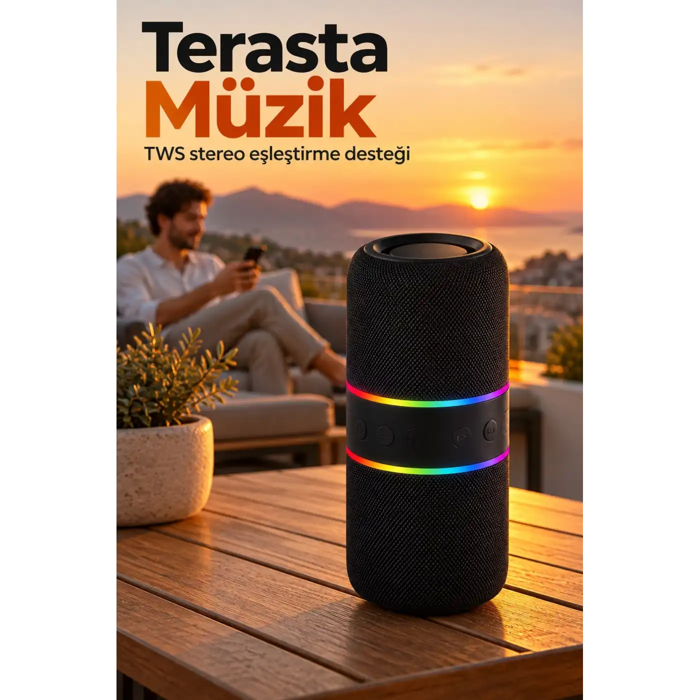 Kablosuz Hoparlör 1200 mAh Batarya ve Type C Giriş