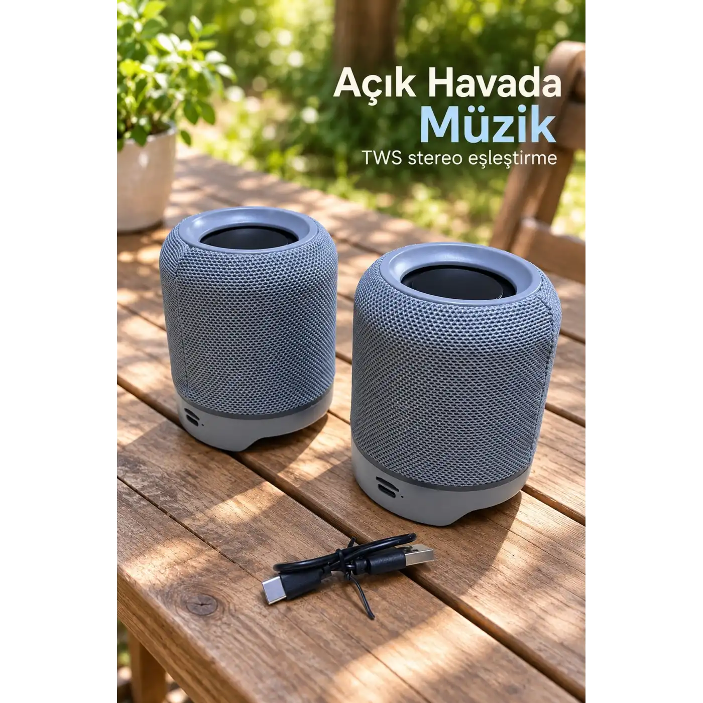 Kablosuz Hoparlör 1200 mAh Batarya ve Type C Giriş