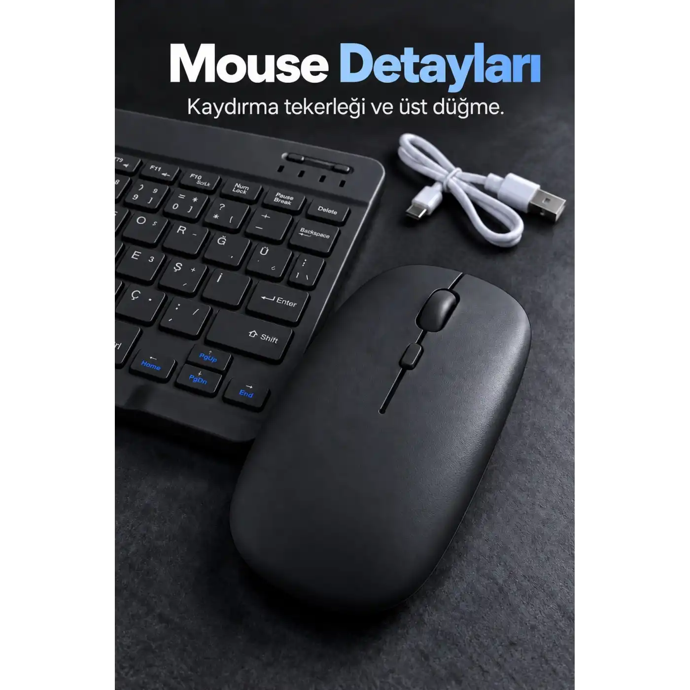 Kablosuz Klavye Mouse Seti Beyaz Türkçe Q