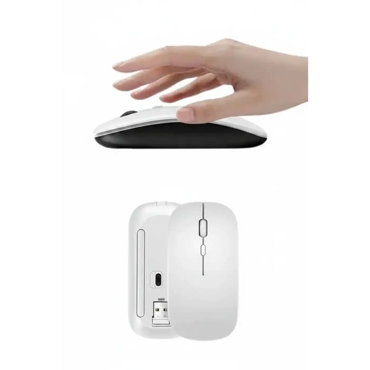 Kablosuz Mouse Fare Şarjlı Bluetooth Wireless Çift Modlu Sessiz