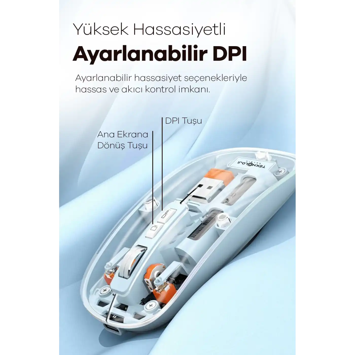 Bluetooth USB Çift Modlu Sessiz Mouse, Şeffaf Mıknatıslı Kapaklı, Type-C Şarjlı, DPI Ayarlı, Kablosuz 10m Çekim Mesafeli, Masaüstü Kısayol Tuşlu, Taşınabilir Şarjlı Mouse Siyah