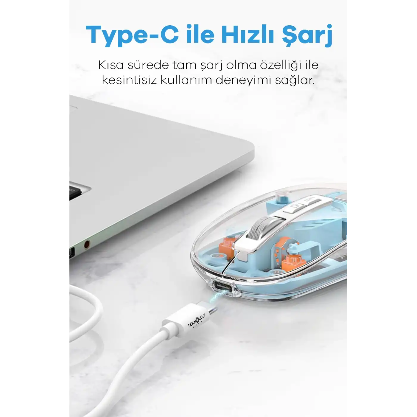 Bluetooth USB Çift Modlu Sessiz Mouse, Şeffaf Mıknatıslı Kapaklı, Type-C Şarjlı, DPI Ayarlı, Kablosuz 10m Çekim Mesafeli, Masaüstü Kısayol Tuşlu, Taşınabilir Şarjlı Mouse Beyaz