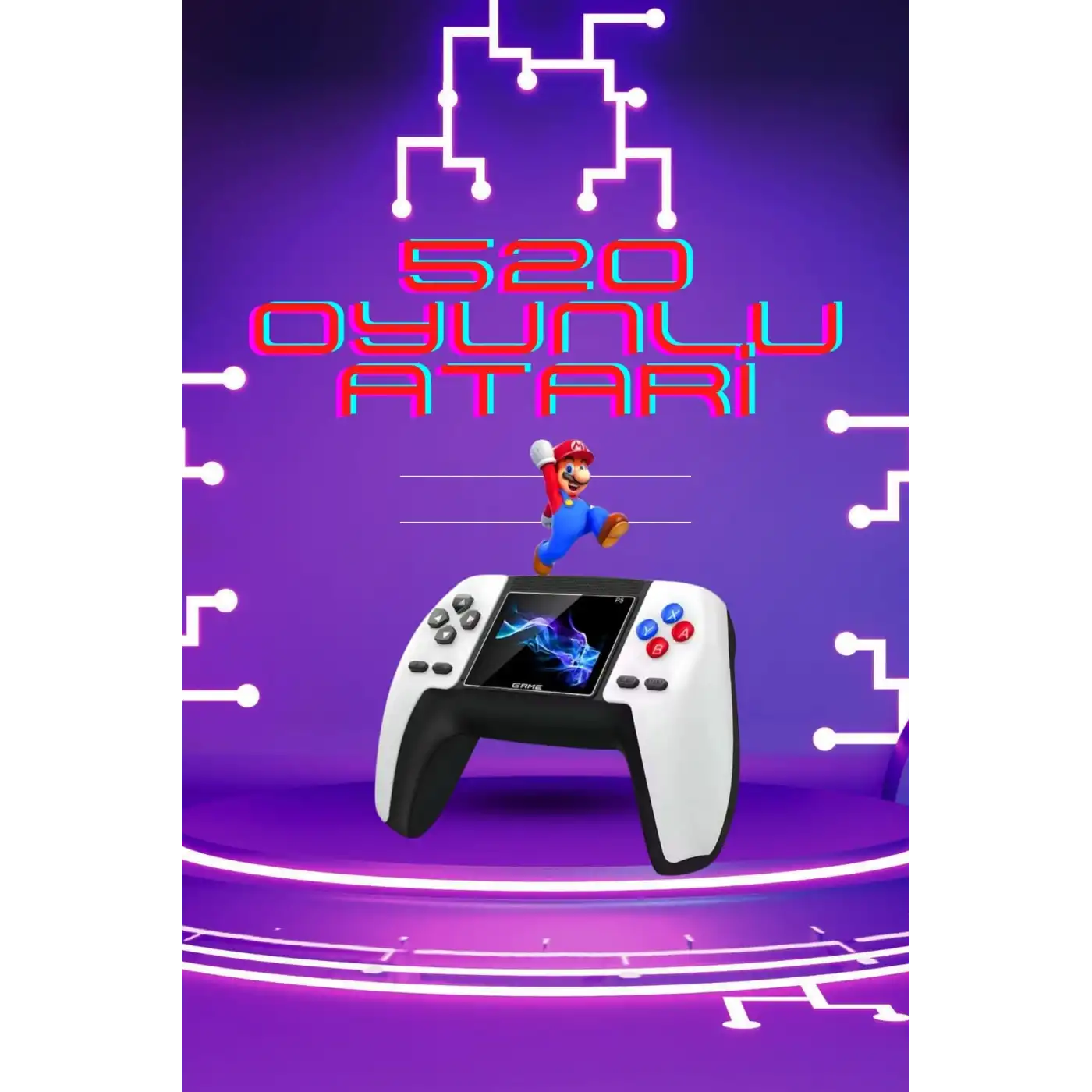 Kablosuz Oyun Konsolu Atari Game Stick Retro Konsol 520 Oyunlu