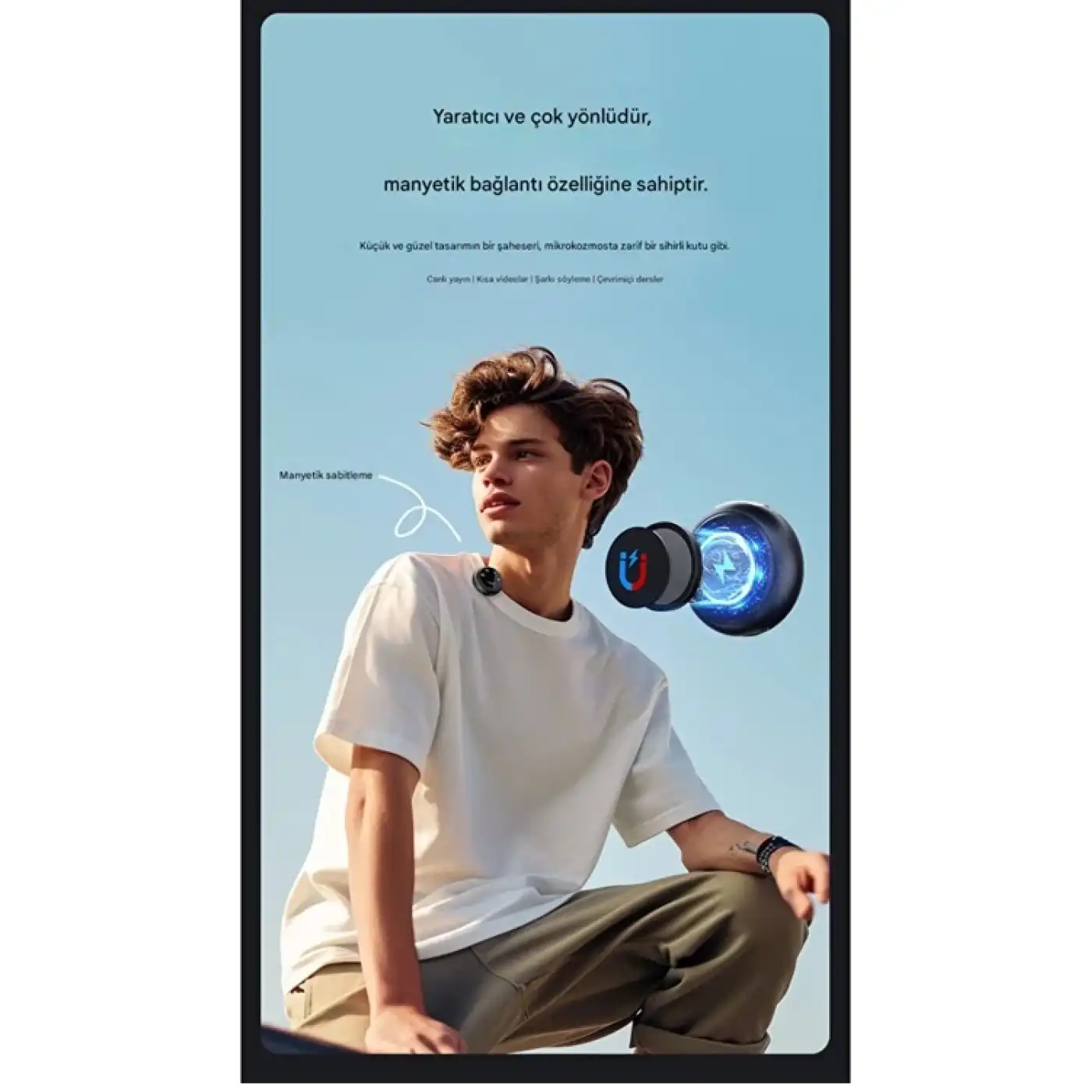 Kablosuz Profesyonel İkili Yayın Yaka Mikrofonu Şarj Kutu Mıknatıslı Typce Lightning Çıkış Mikrofon