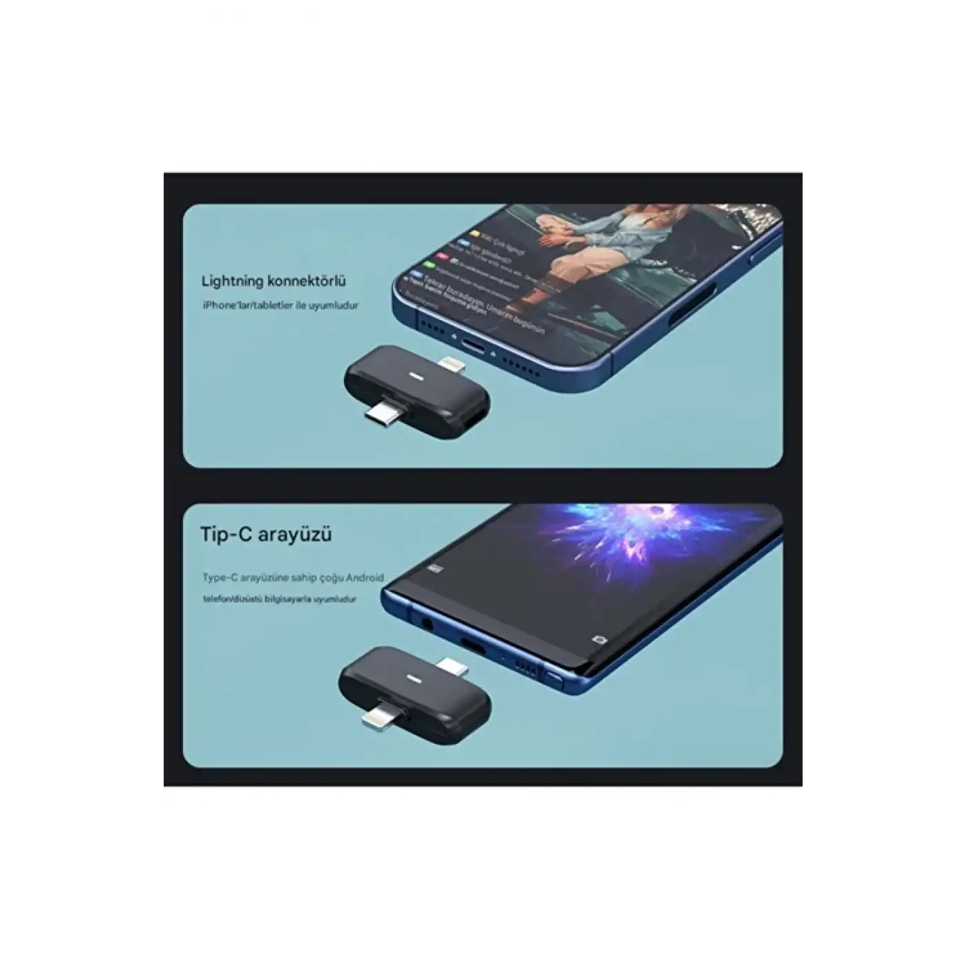 Kablosuz Profesyonel İkili Yayın Yaka Mikrofonu Şarj Kutu Mıknatıslı Typce Lightning Çıkış Mikrofon