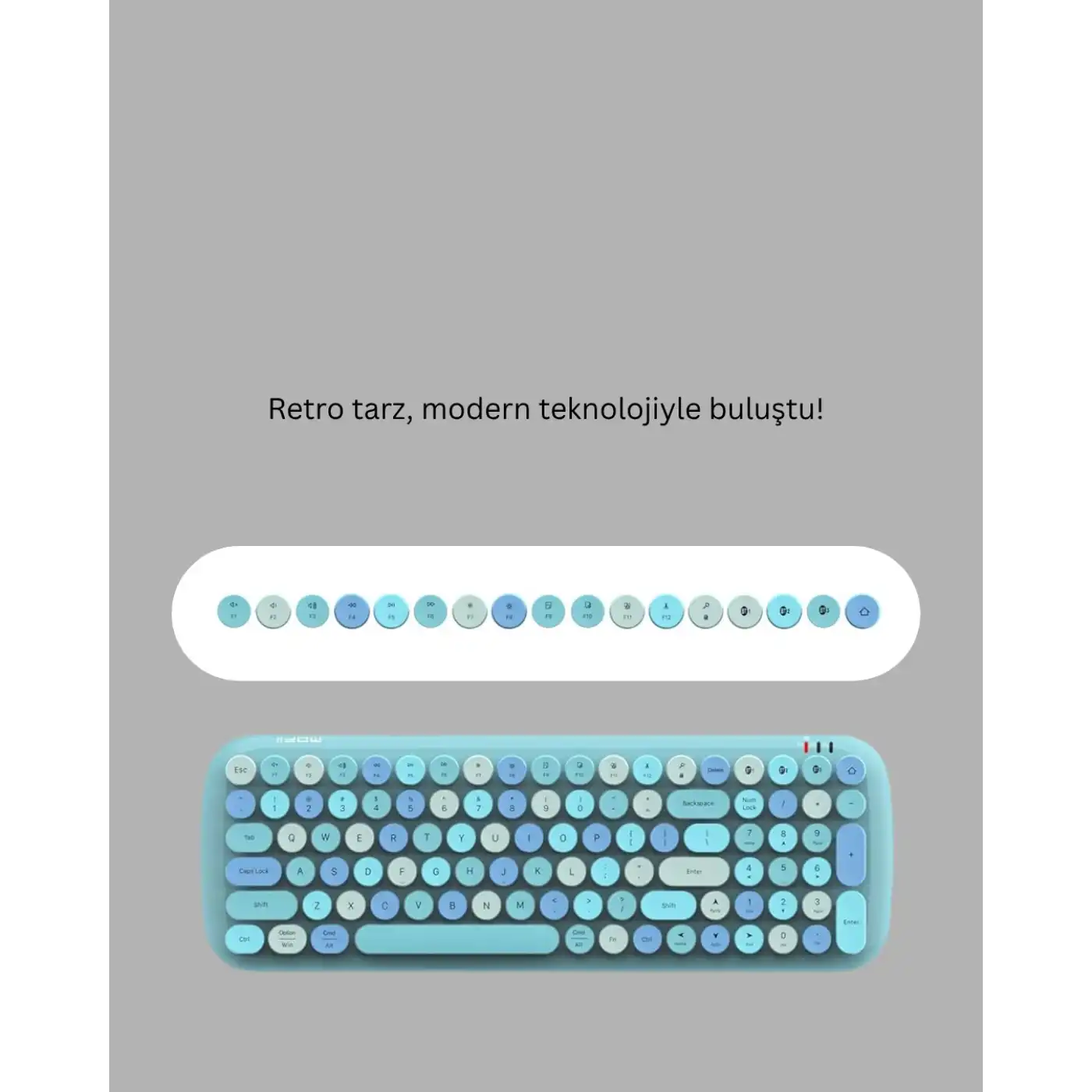 Kablosuz Retro Klavye ve Mouse Seti – 104 Tuşlu, Sessiz Yazım