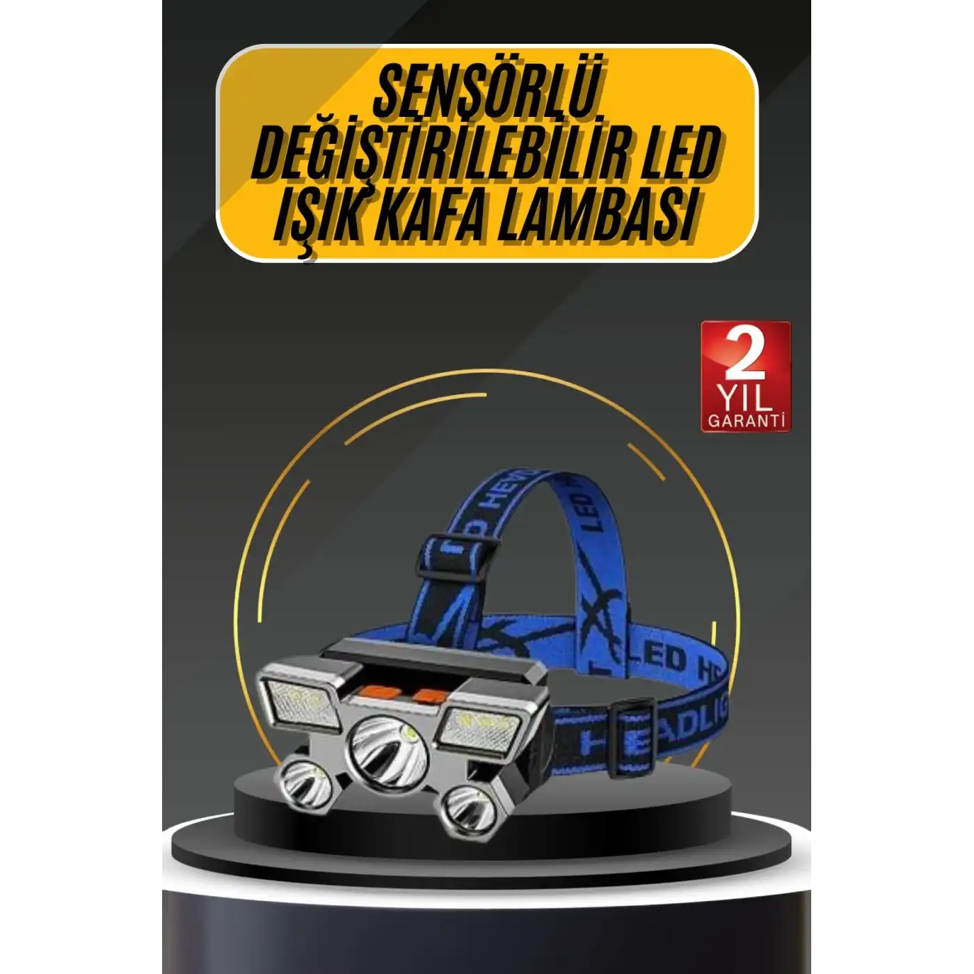 Kafa Lambası 800 Lümen 4 Mod Yüksek Işık Flaşörlü Şarjlı Led Lamba