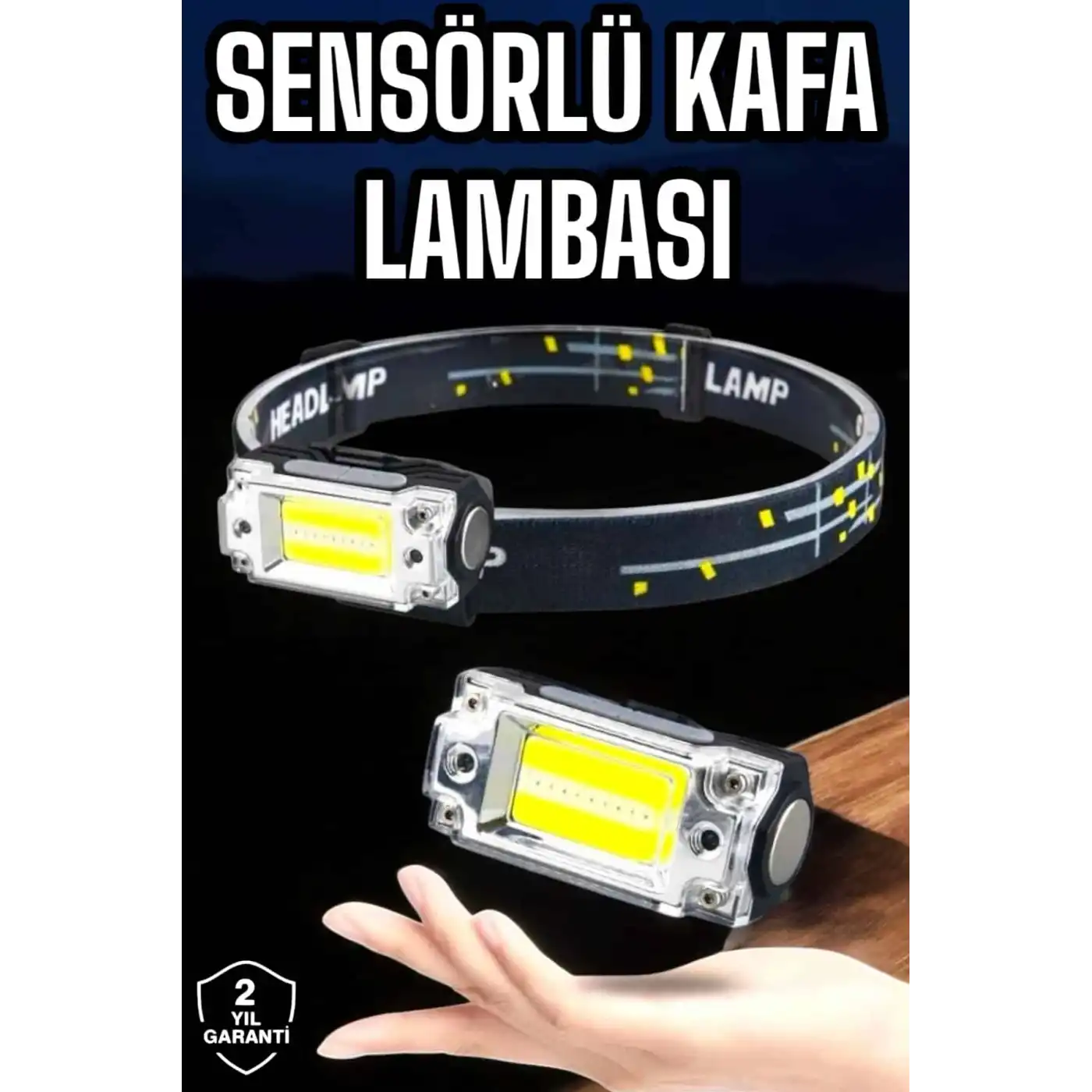 Kafa Lambası El Fenerli Kamp Lambası USB Şarjlı Esnek Lamba