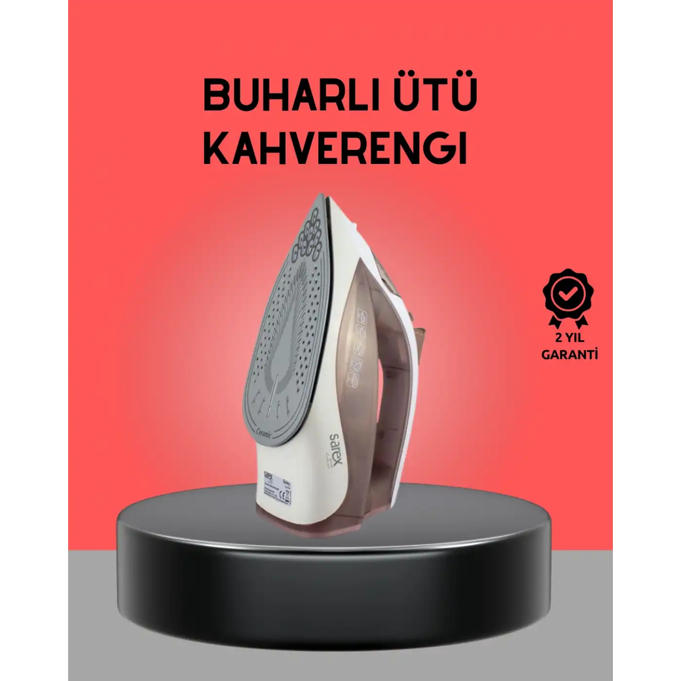 Kahverengi Buharlı Ütü 2200W Sürekli Buhar 120 g Şok Buhar
